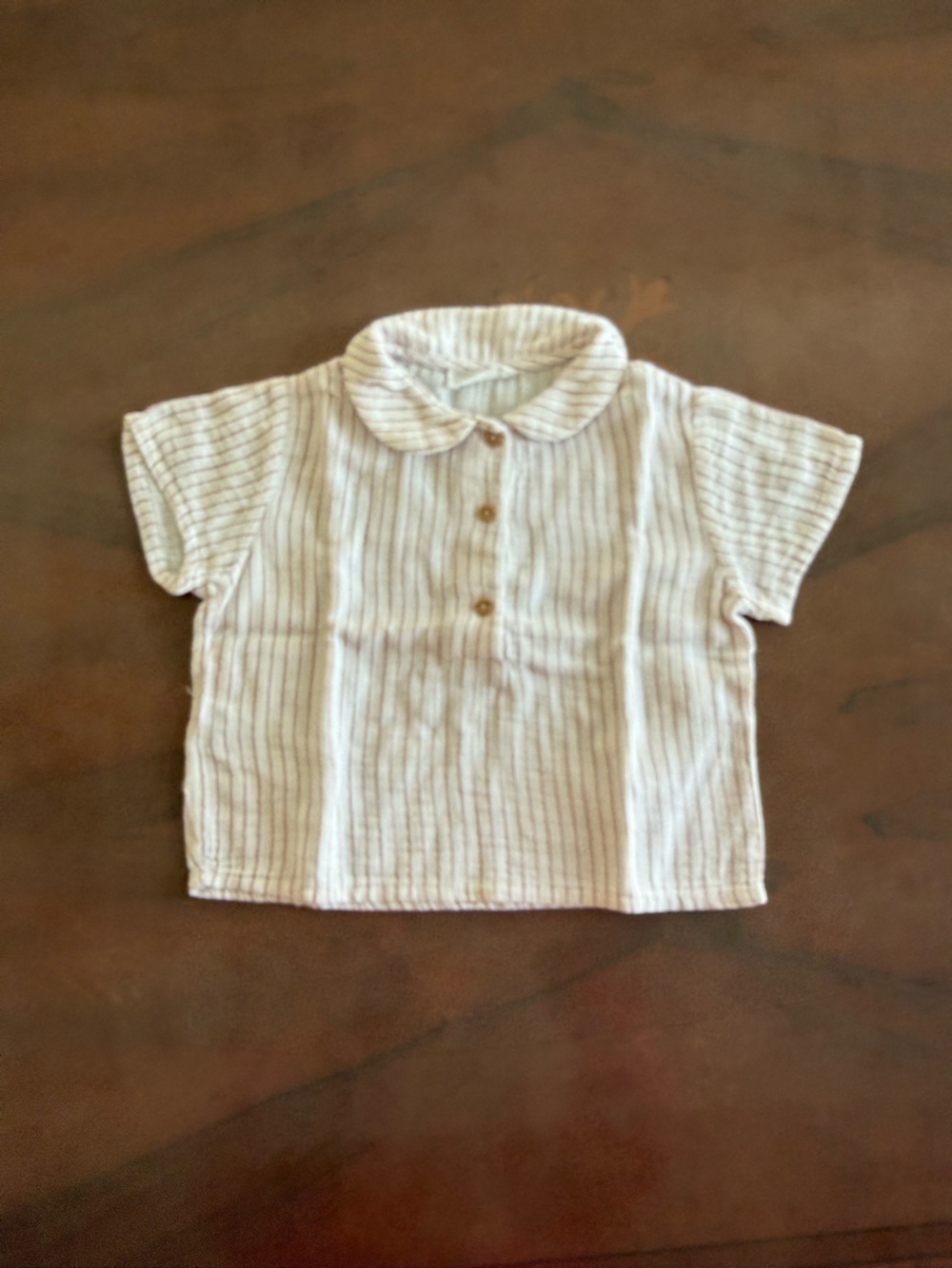 Mango Baby Cream Shirt with Dusty Pink Stripes